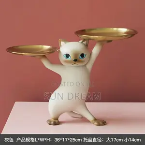 Cat Tray Candy Plate Key Holder Decoration