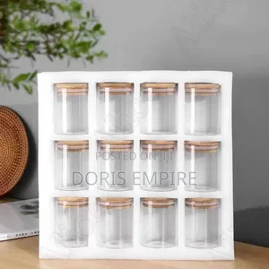 12pcs Glass Spice Jars With Bamboo Lid ,8oz Airtight Spice Containers