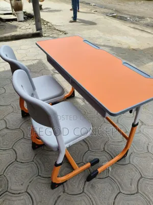 Adjustable Double School Desk and Chairs