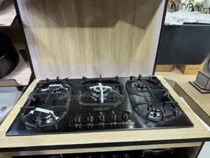 Black Stainless 5 Burner Gas With Safety Device
