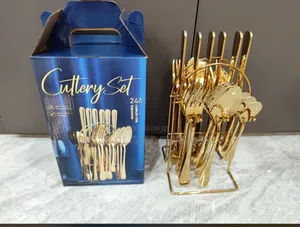 24-Piece Gold Stainless Steel Cutlery Set With a Stand