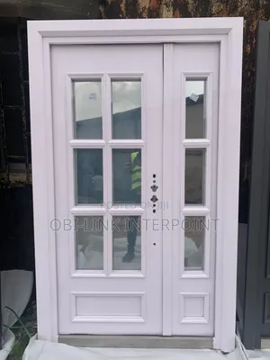 4ft Security White Glass Door