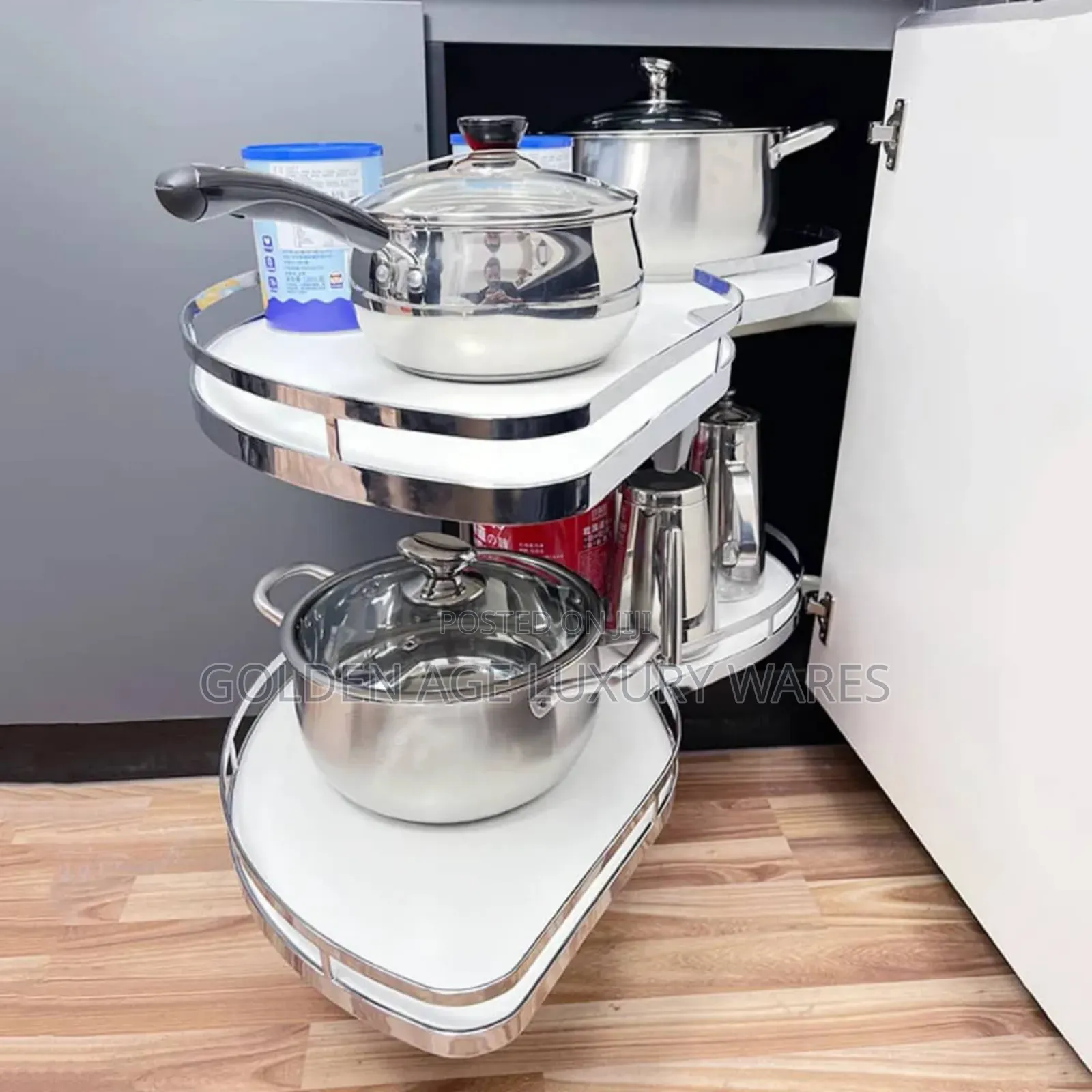 Chrome (Stainless) Magic Corner Pot Rack