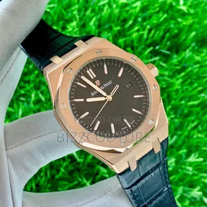 Original Audemars Piguet Black Genuine Leather Strap Calendar Watch