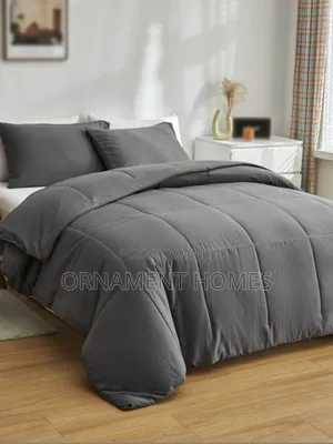 Bedsheet(White ), Duvet(Grey) and Pillowcases(Grey)
