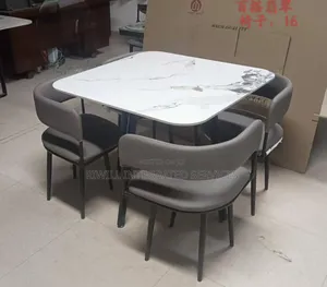 Dining Set With White Table and Grey Coloured Seats