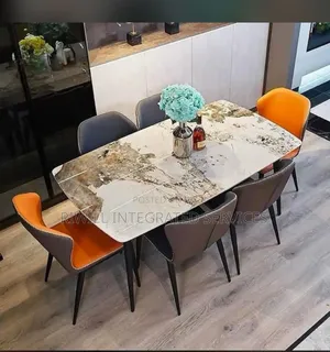 Dining Set by Six With Multicolored Tables and Chairs