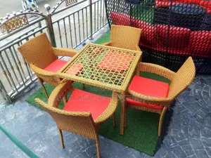 Rattan Table for Garden With Four Chairs