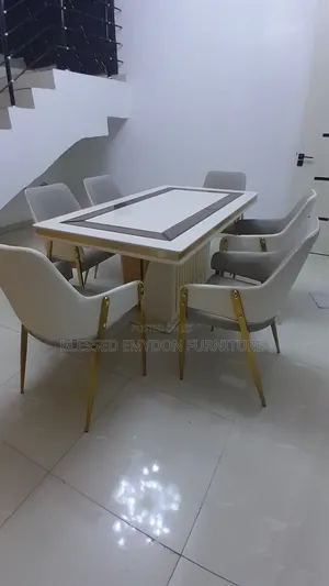 Marble Top 6 Sitter Dining Table Set