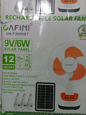 Ac/Dc Cafini Solar Rechargeable Fan With Complete Accessories