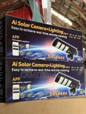 4g V380 Pro 3-Screen Solar Street Light With CCTV Camera - 450w