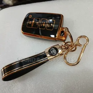 Black Gold Toyota Highlander 4 Buttons Straight Tpu Keycover