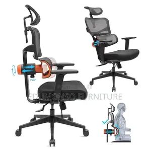Ergonomic Home Desk Office Chair With Adaptive Lumbar Support.