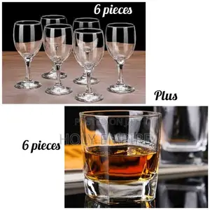 Wine Glass Cup 6 Pieces and Whiskey Glass Cup 6 Pieces