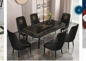 High Quality Marble Top Dining Set With Channels Logo.