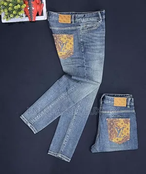 Original Luxury Men's Jeans Louis Vuitton Well Branded Package