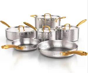 Everlasting Luxury Stainless Steel Hammered Pot Set ( 6pcs)
