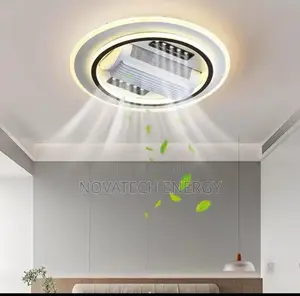 Round White Ceiling Flush Light With Moveable Fan