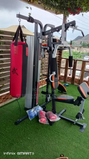 3 Station Gym With Punching Bag