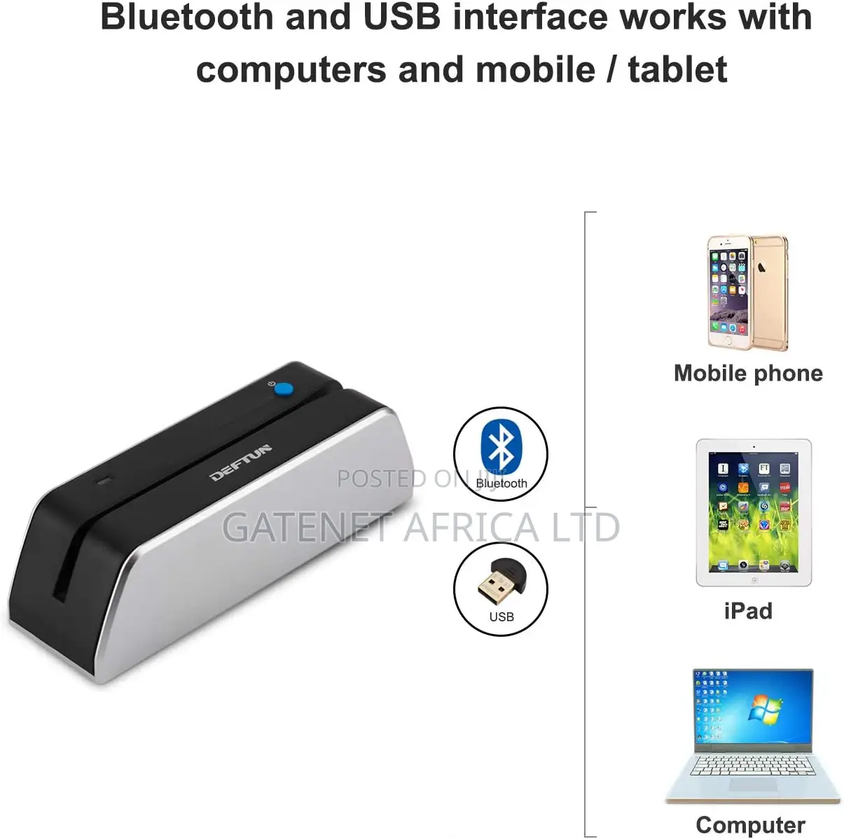Deftun Bluetooth Msrx6bt Magnetic Stripe Card Reader Writer