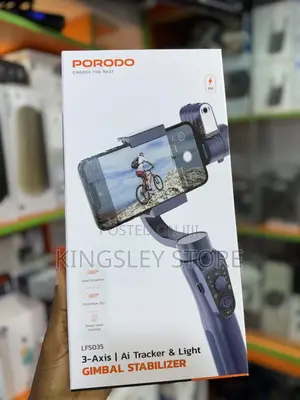 Porodo 3-Axis Ai Tracker Light Gimbal Stabilizer - Black