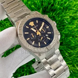 Original Versace Silver Stainless Steel Calendar Quartz Watch