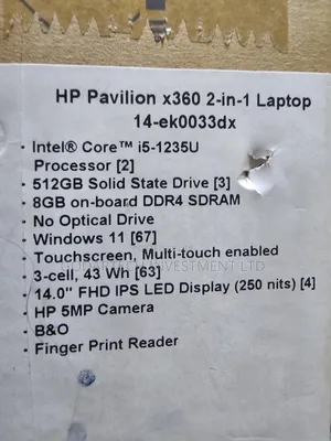 New Laptop HP Pavilion X360 14 8GB Intel Core I5 SSD 1T
