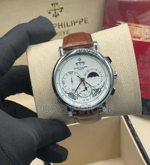 Patek Philippe Functional Chronograph Leather Watch Brown