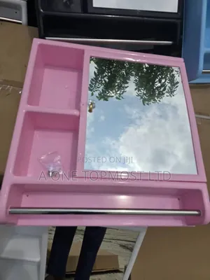 Pink Cabinet + Mirror