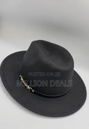 Wide Brim Black Stylish Men's Fedora Hat
