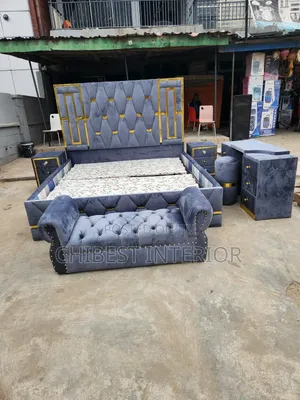 6by6 Padded Bed With Dresser, Side Drawers, Stool and Footrest
