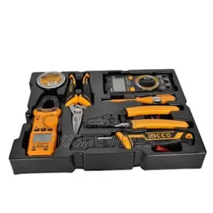 Ingco Telecom Tool Set With Clamp Meter and Multi Meter - 7pcs