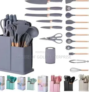 19-Piece Silicone Kitchen Utensil and Knife Set