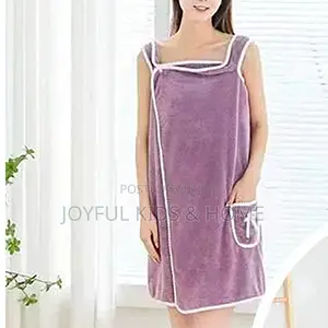 Female Wearable Bath Robe,Wrap Towel- -blue,Brown And Purple