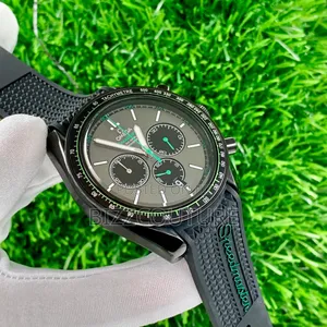 Original Omega Black Rubber Strap Chronograph Quartz Watch