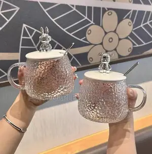 Fancy Glass Jar With Lid and Spoon