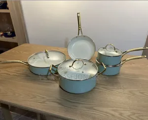 Luxury Ceramic Cooking Pot Set ( 5pcs Mint Green)