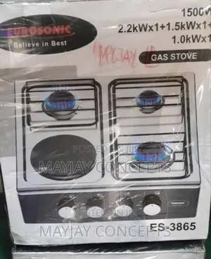 Eurosonic 4-Burner Gas Stove- 3 Gas Burner + 1 Electric Cooke