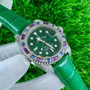 Original Rolex Green Genuine Leather Strap Calendar Watch