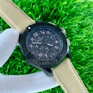 Original Breitling Black Dial, Faux Leather, Calendar Quartz Watch