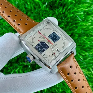 Original Monaco Heuer Brown Genuine Leather Strap Chronograph Watch