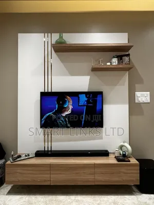 6x4 Luxury Tv Console With Led Lights Wood Top