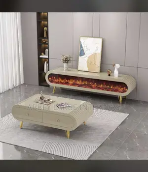 Simple Fire Place Set of Entertainment Unit and Table