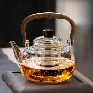 Borosilicate Teapot Kettle With Wooden Handle