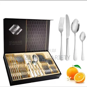 24pcs Silver Cutlery Stainless Steel Set With Gift Box