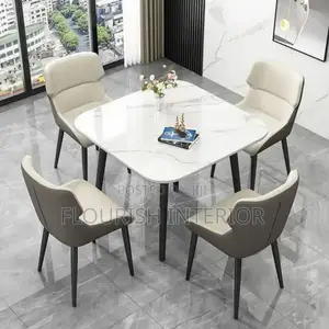 Quality Imported Unique Luxury Marble Dining Set by 4.