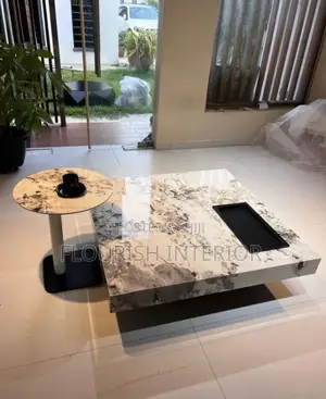 Luxury Standard Quality Imported Marble Center Table With Side Stool.