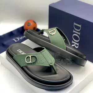 Dior Leather Slipers 40-46,Green and Black