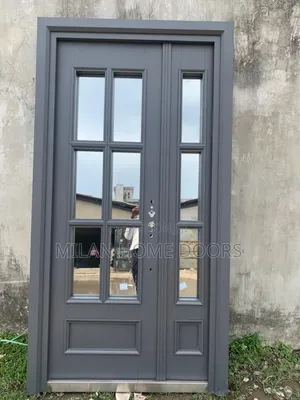 4ft by 8ft Extra Height Gray French Glass Entrance Door