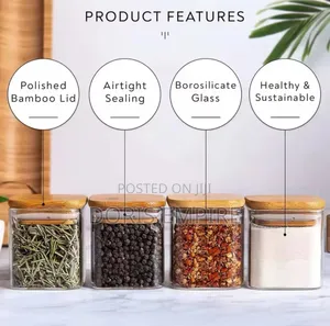 5oz Glass Jars Set Square Spice Jars With Bamboo Lids Food Storage